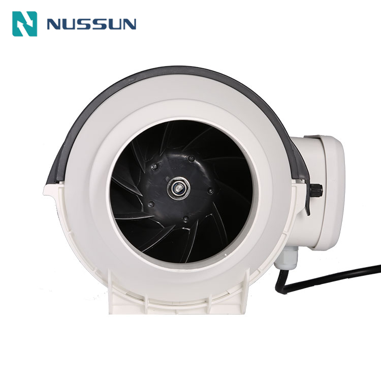 Plastic AC Mixed-flow Impeller Fan 4 Inch Inline Duct Fan Blower for Hydroponics (DJT10UM-25P series7)