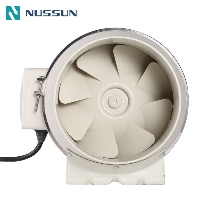 NUSSUN Ventilation Air Duct Mounted 10 inch Silent High Airflow AC EC Plastic Inline Duct Exhaust Fan (DJT25UM-66P)