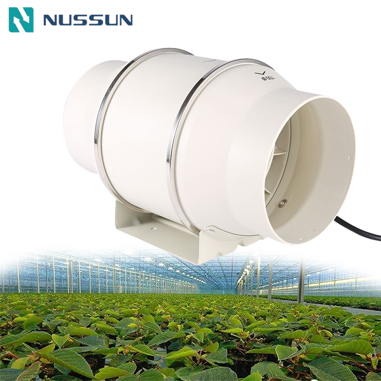 NUSSUN Low Noise Low Power Consumption Speed Control Grow Tent Air Exhaust 10 inch Duct Fans (DJT25UM-66P)