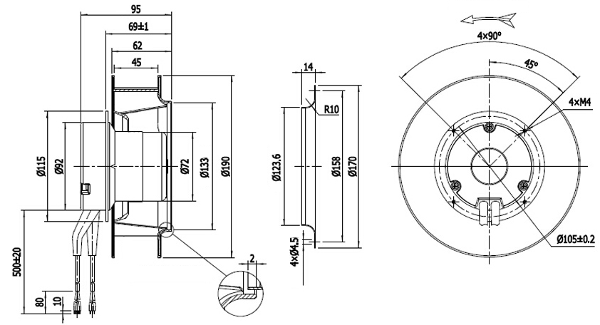 NUSSUN 133-630mm 440-15000CMH EC Centrifugal Exhaust Air Purifier Ffu Industrial Backward Curved Centrifugal Fan