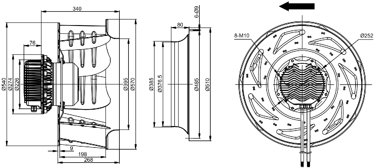 NUSSUN EC 220v 400v 560mm Metal Impeller Backward Curved Centrifugal Blower Fan Radial Industrial Ventilation Fan