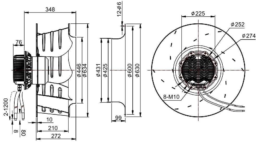 NUSSUN Industry 630mm External Rotor AC EC Air Extractor Backward Centrifugal Fan
