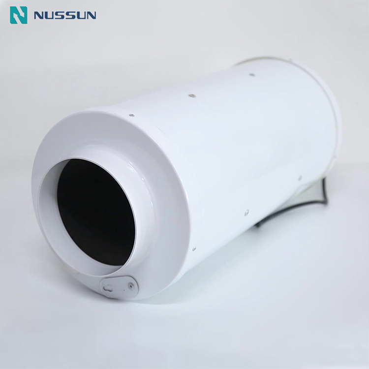NUSSUN 8 inch Super Quiet Mixed Flow Impeller EC Fan Motor Duct Fan with Sound Absorb Muffler (NE-A200J)