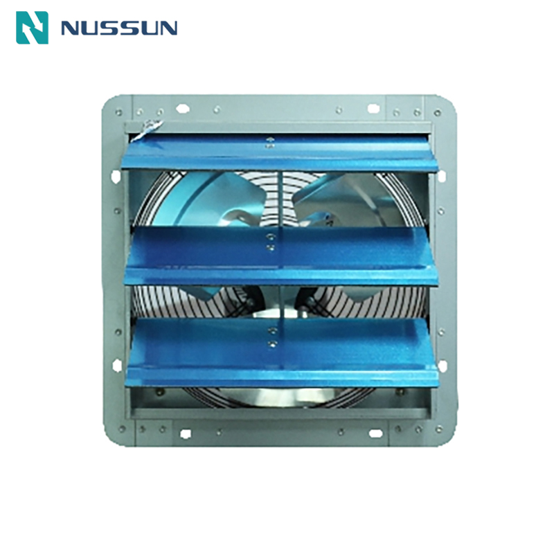 Nussun Axial Flow Fans 1400CMH Metal Blade 12 Inch Shutter Exhaust Fan Wall Mounted