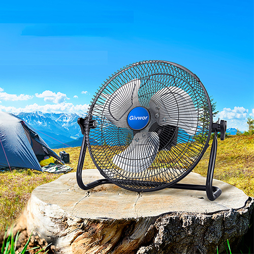 12 Speed Adjustable Floor Fan Electric Rechargeable Metal Fan