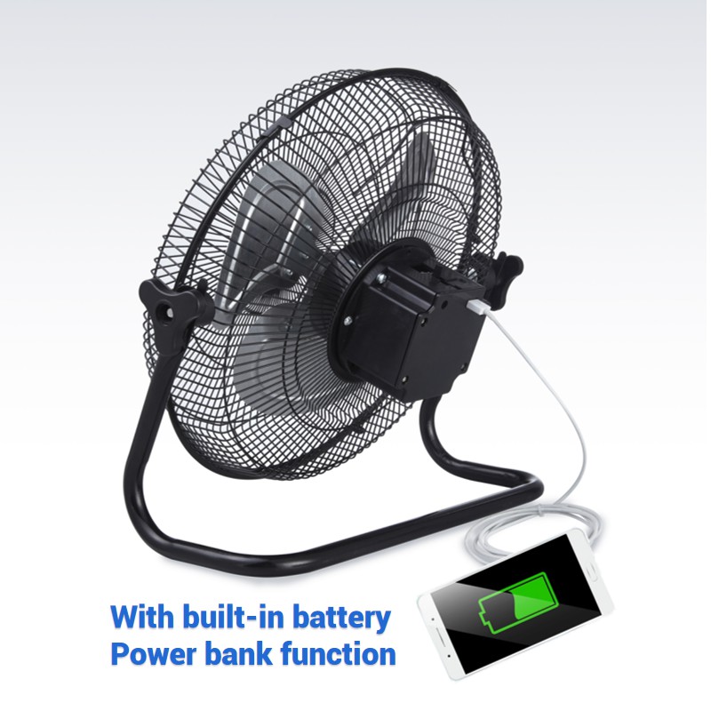 12inch Floor Fan Solar Powered Exhaust Air Cooler Fan 12v Electricity Battery