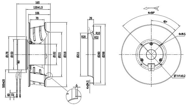 NUSSUN Air Conditioner Purification Fan Part 310mm Ac Ec Dc Backward Centrifugal Fan