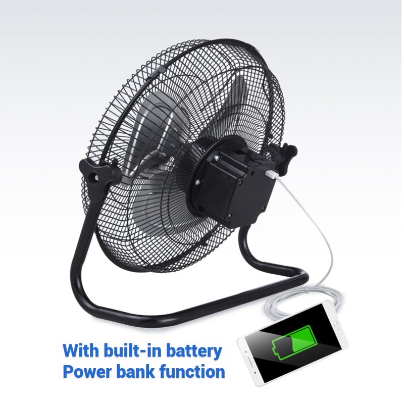 High Quality Wholesale Energy Saving 12 Inches USB Mobile Charge Powerful 12 Speeds Solar Electric Rechargeable Fan