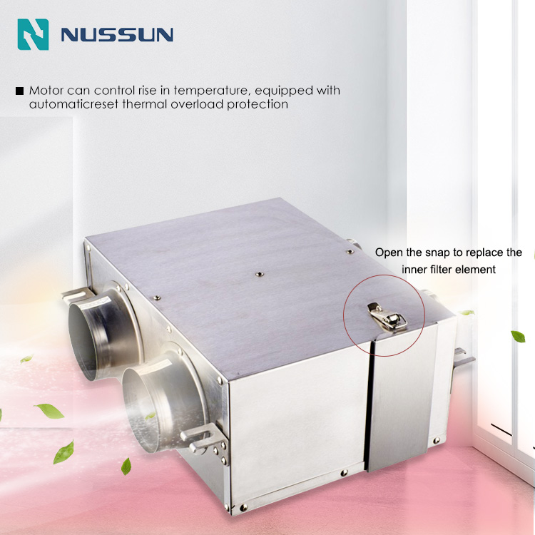 Nussun Stainless Steel Large Airflow Convection Acoustic Box Fan Ventilation Air Duct Fan