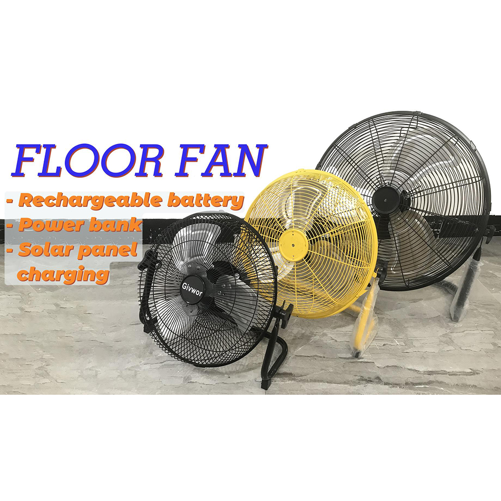 AC DC Solar Fan 12inch Solar Rechargeable Floor Fan Table Fan With Solar Panel