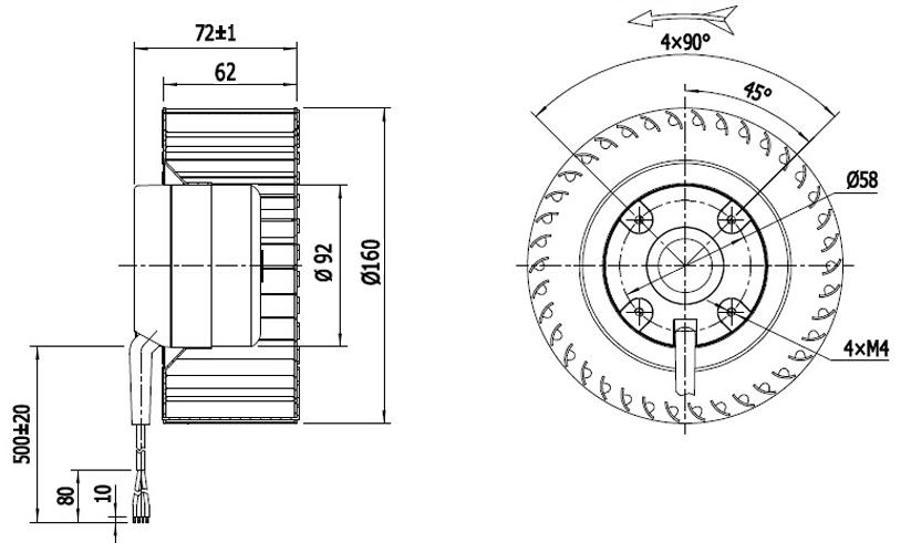 NUSSUN Sheet Steel Fan 160mm Forward Curved Centrifugal Fan For Ventilation Equipments