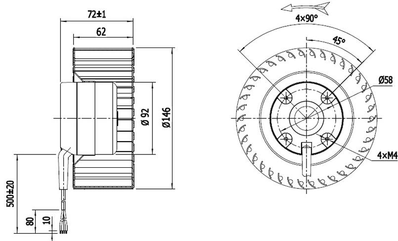 NUSSUN Ventilation Machine Inner Fan Forward Curved Centrifugal Fan 146mm Air Filtration Fan