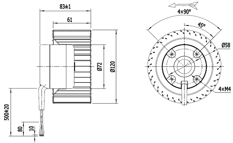 NUSSUN Industrial High Pressure Centrifugal Fan 120mm Fordward Curve Centrifugal Fan Motor For Ventilation