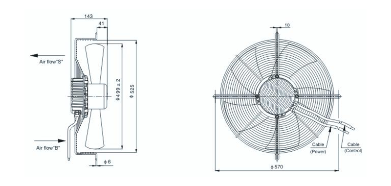 Ventilation Exhaust Fan Industrial Energy Saving 500mm EC Axial Flow Fan Large Axial Cooling Fan For Air Conditioner