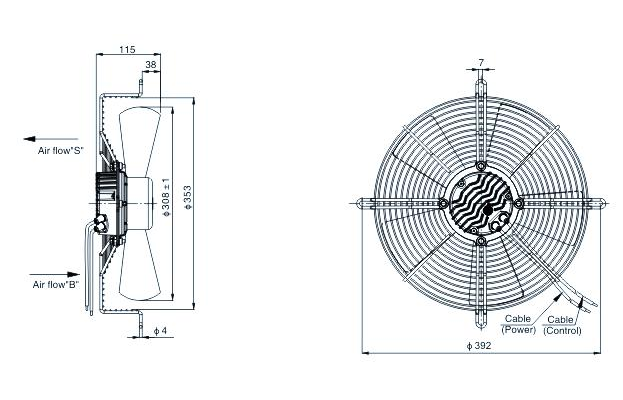 315mm Coated Metal Frame EC Brushless Industrial Axial Fan For Cooling Ventilation
