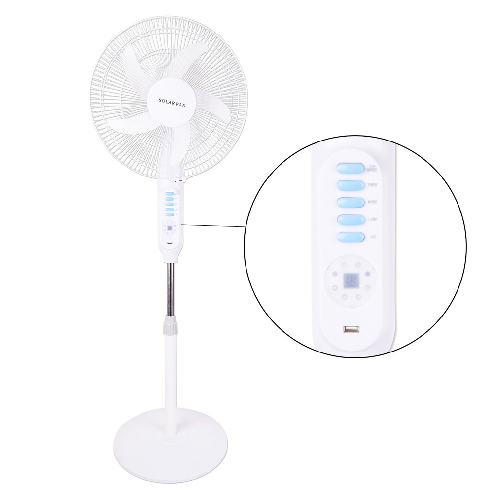 16 Inch Rechargeable Stand Fan AC DC Solar Charge Battery Fan With Remote Control