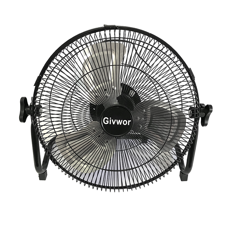Metal High Velocity Cold Air Circulator Adjustable 12 Inch Floor Fan with USB Charging Power Bank
