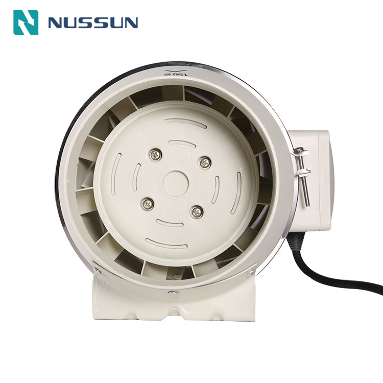 NUSSUN Fan Company China OEM 4~8 Inches EC Motor White Plastic IP44 Inline Duct Ventilation Fan