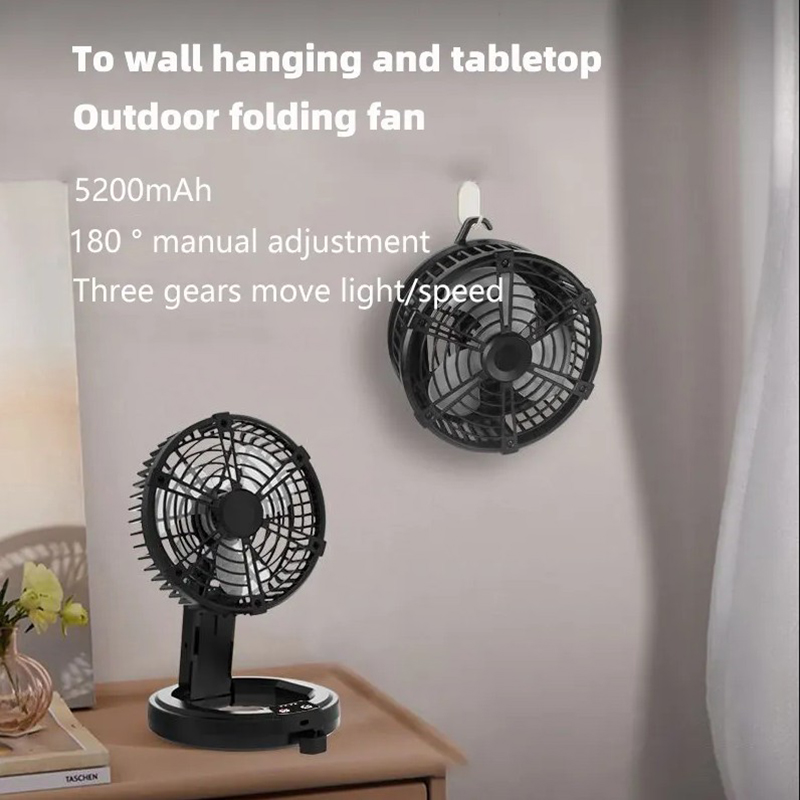 Handheld Plastic 6 Inch Small Fan With LED Light Lithium Battery Rechargeable Fan For Camping