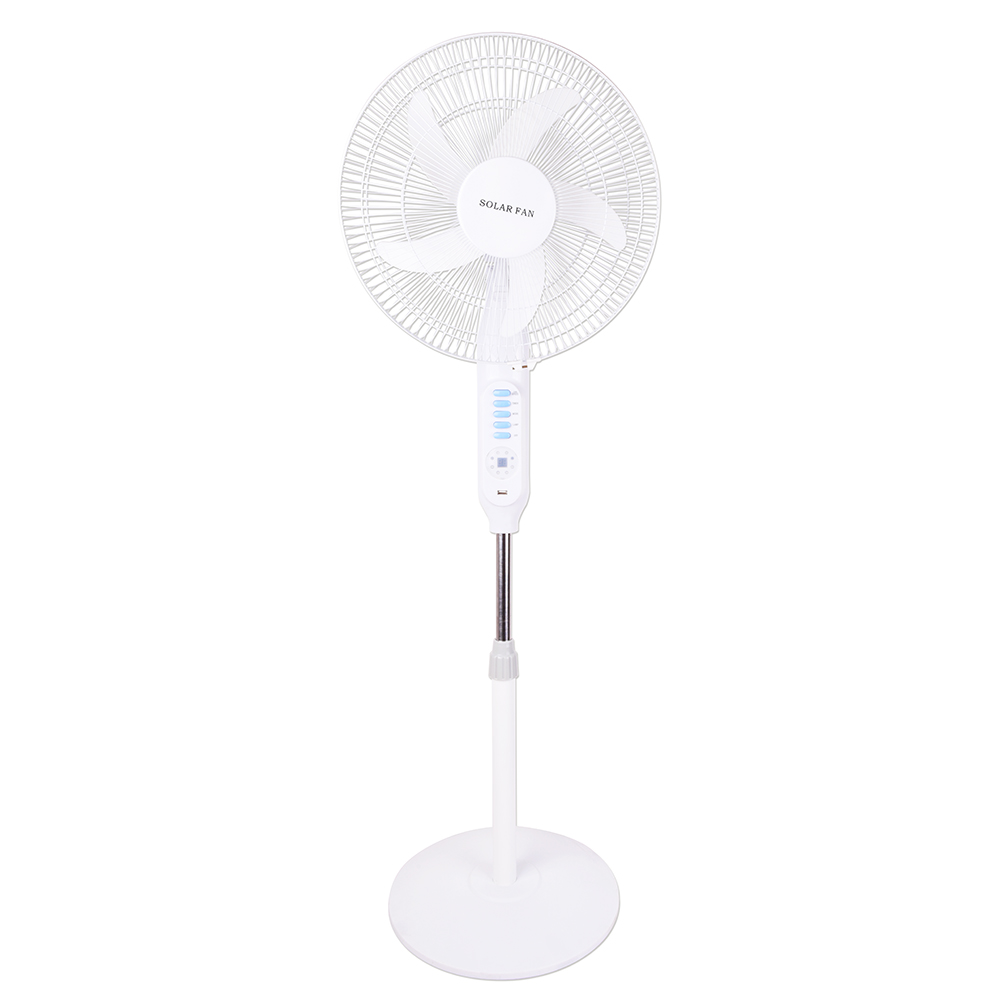 Solar Energy Systems Lithium Battery Rechargeable Stand Fan With Usb Port Led Light Fan