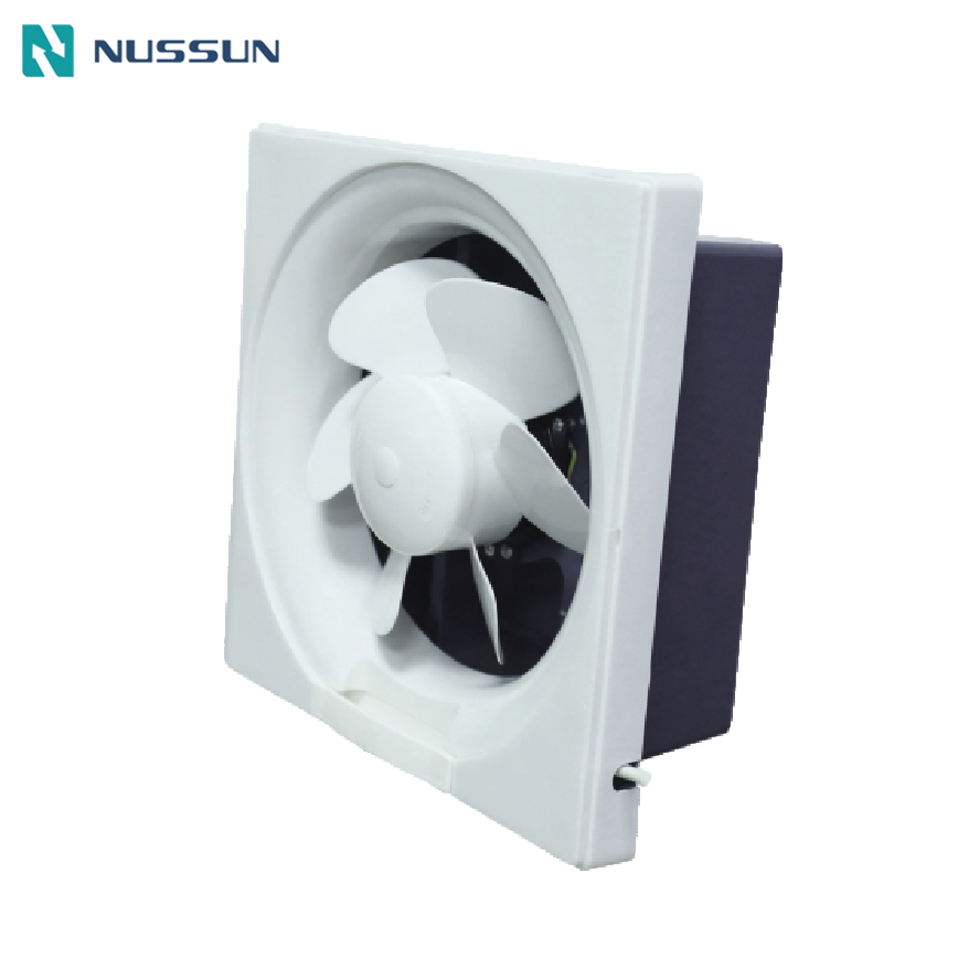 NUSSUN 12inch 220~240V AC 50/60Hz Window Mounted Plastic Axial Cooling Fan with Auto Back Louver