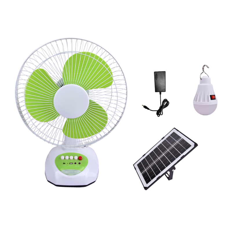 Solar Panel Power 12 Inch Oscillating Adjustable Speed Solar Fan Rechargeable Build In Battery 5v Usb Port Led Light