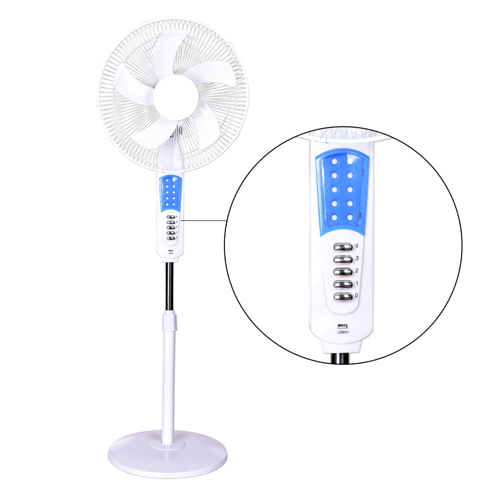 China Factory 12V Ac/dc Solar Powered Stand Fan With Lithium Battery 5V Usb Port Led Light Fan