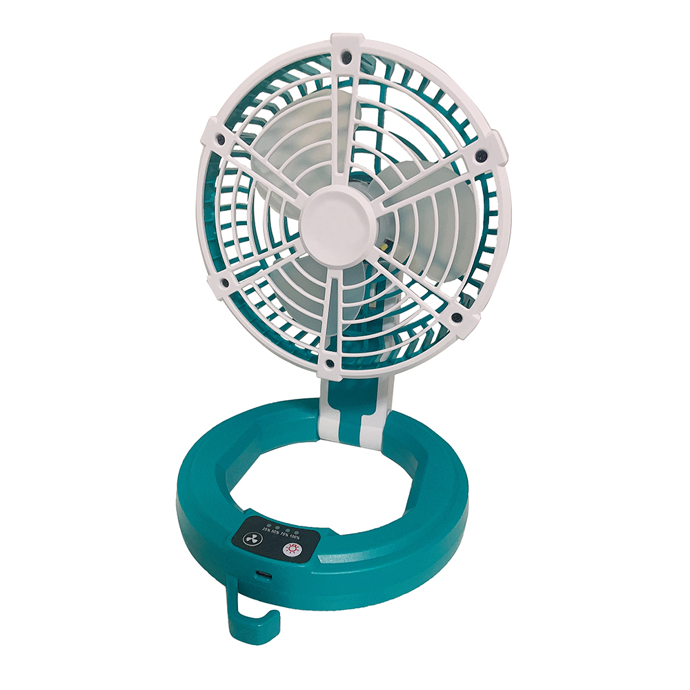 Handheld Plastic 6 Inch Small Fan With LED Light Lithium Battery Rechargeable Fan For Camping