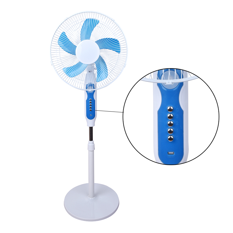 NUSSUN Factory 16inch 12v Ac Dc Fan Solar Rechargeable Fan With Solar Panel USB Charge And LED Light