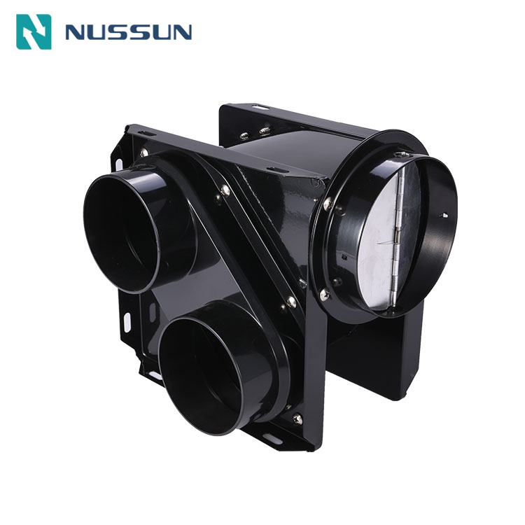 NUSUN DPT10-2X75B Mini Fire Protection Full Metal Impeller Double Air Outlets Duct Fan Vertical Type Ventilation